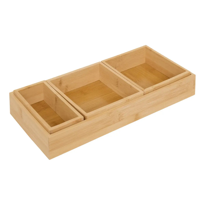 Organiseur Bambou L14,5/38,1cm beige 4 pièces