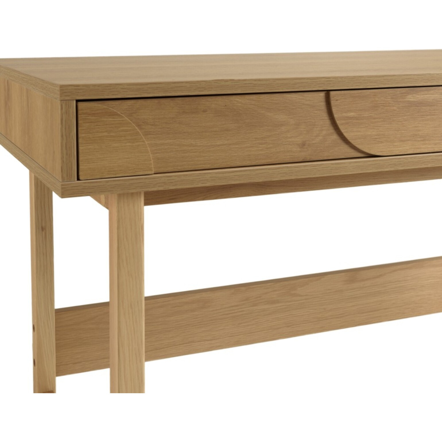 ETHAN - Bureau bois 1 tiroir décor motif arrondi couleur naturelle