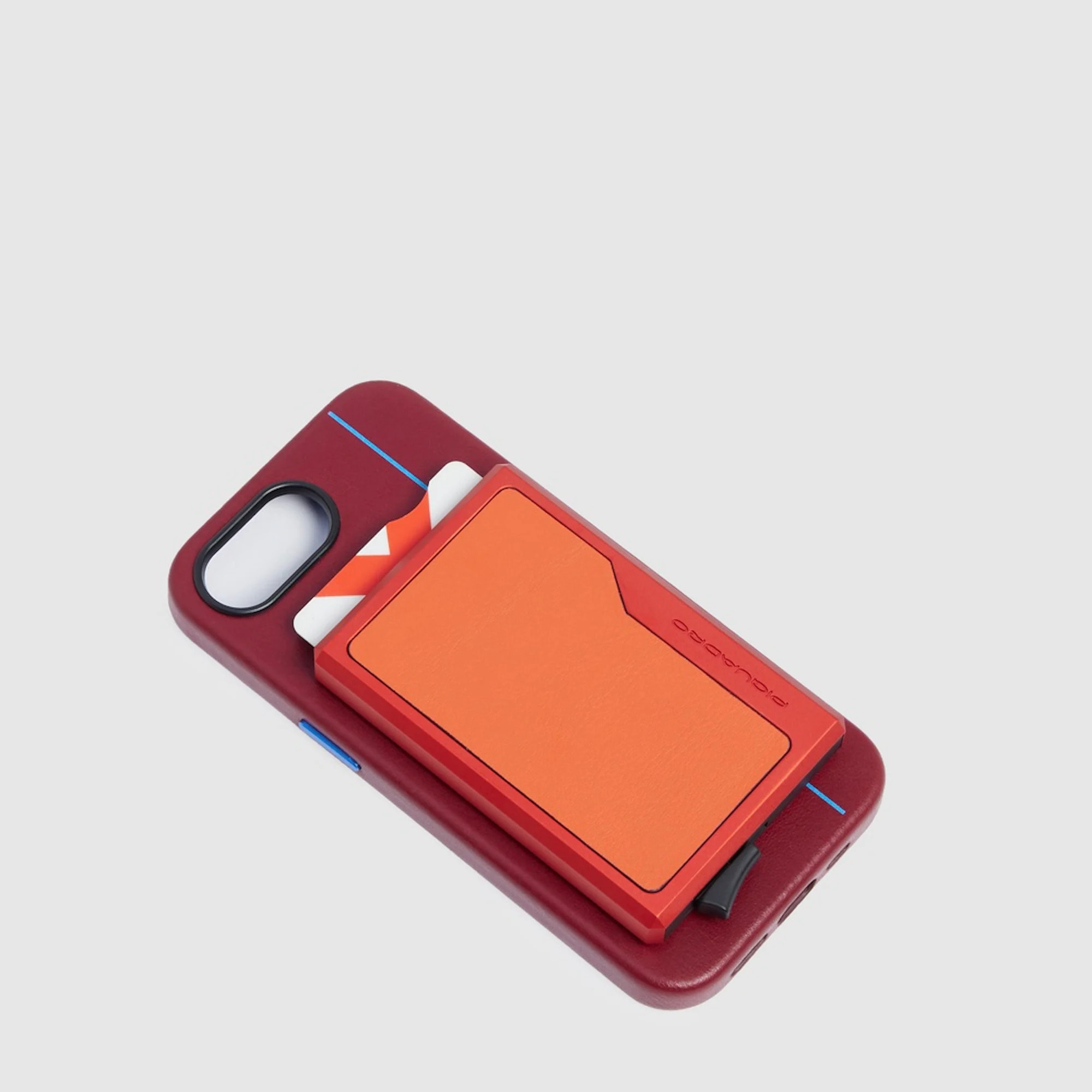 Piquadro Portacarte automatico MagSafe in alluminio e pelle con protezione RFID