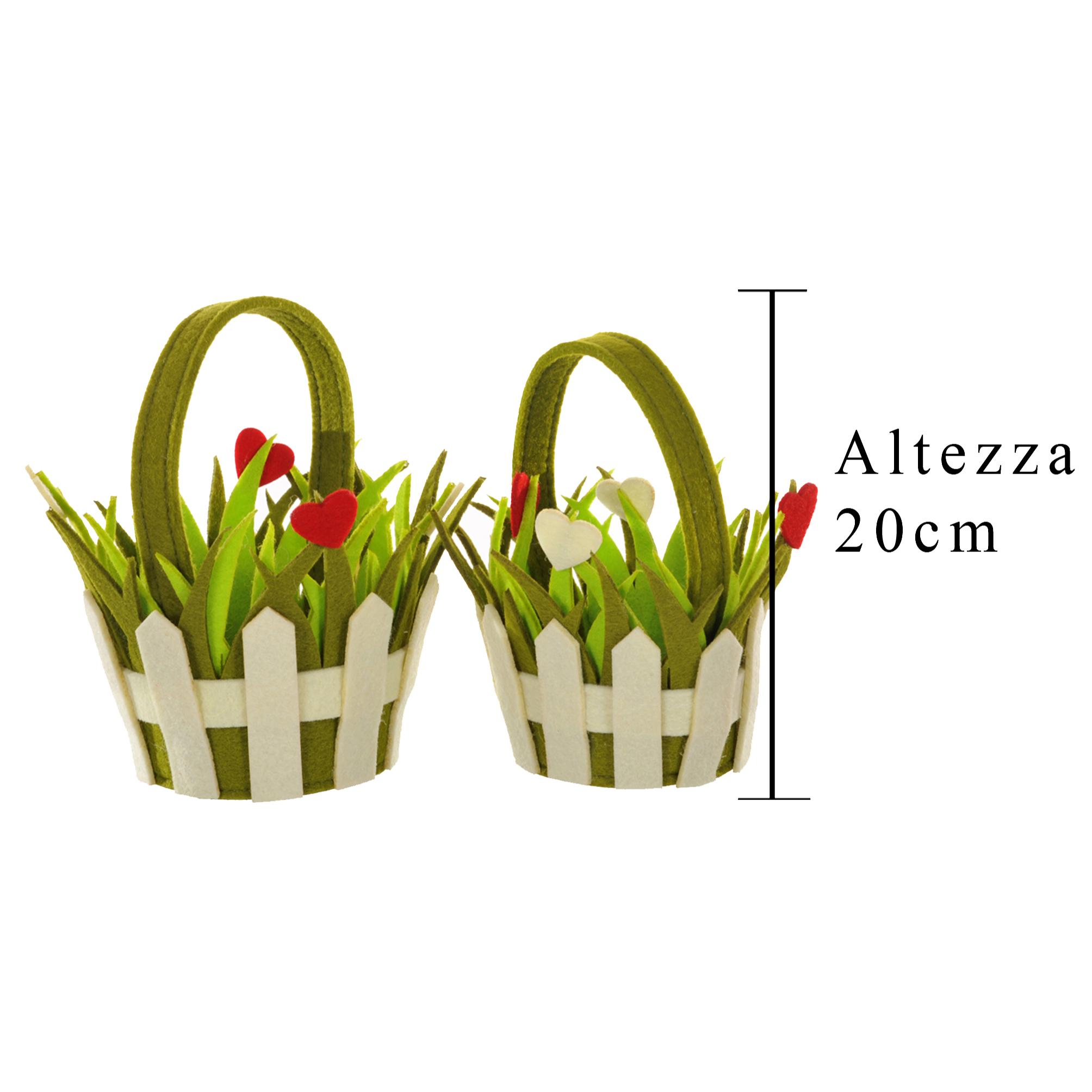 Set Di 2 Cachepot Con Manico E Cuori. Larghezza 15 Cm - Pezzi 2 - 15X20X15cm - Colore: Incolore - Bianchi Dino - Cuore Contenitori Ceramica E Mat.