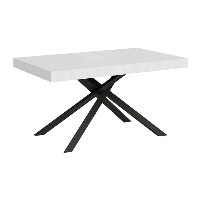 Tavolo allungabile 80x140/224 cm Karida bianco frassino gambe antracite