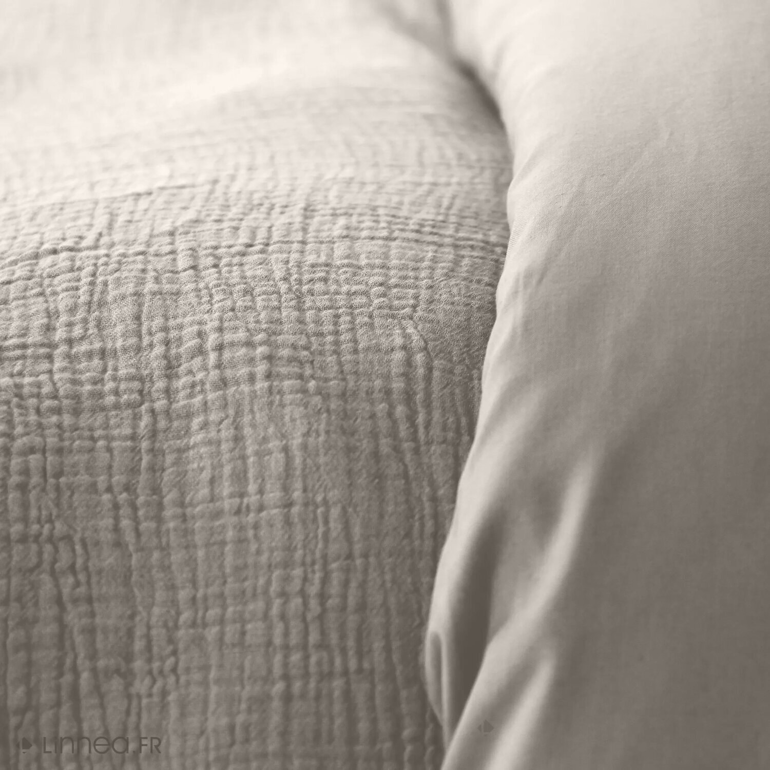 Parure housse de couette 100% gaze de coton gris