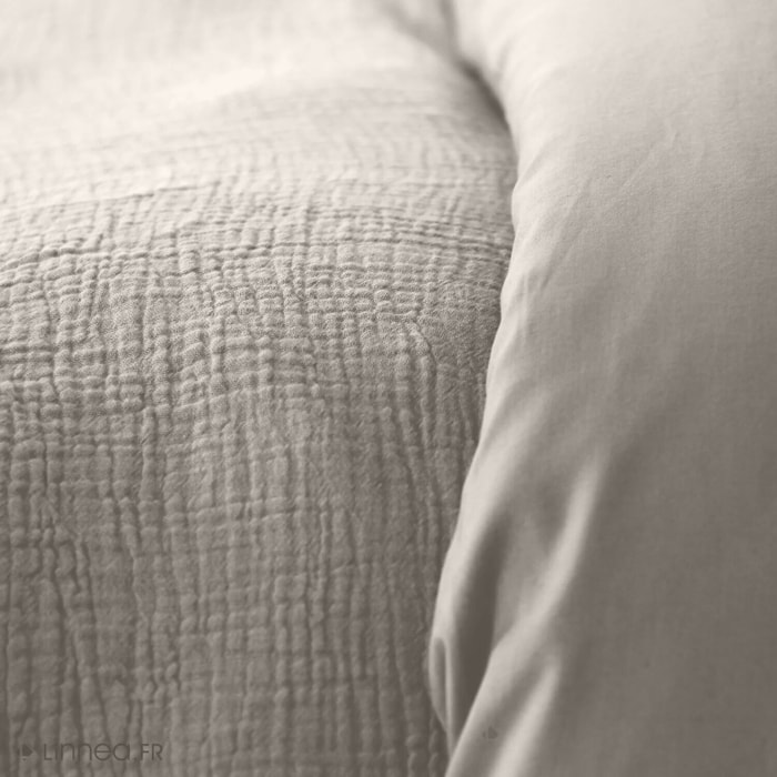 Parure housse de couette 100% gaze de coton gris