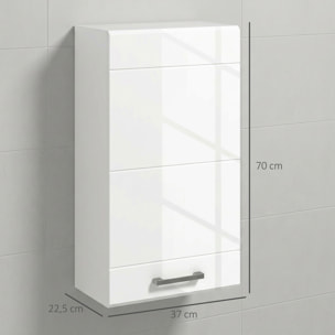 Armario de Baño de Pared, Mueble de Baño Colgar con Estante Ajustable, para Cocina, Lavadero, Dormitorio, Blanco Brillo
