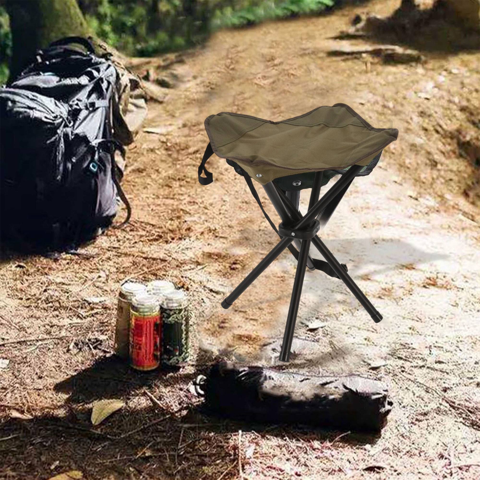 Well home taburete con 4 patas plegable en acero y poliéster 33x33x40cm