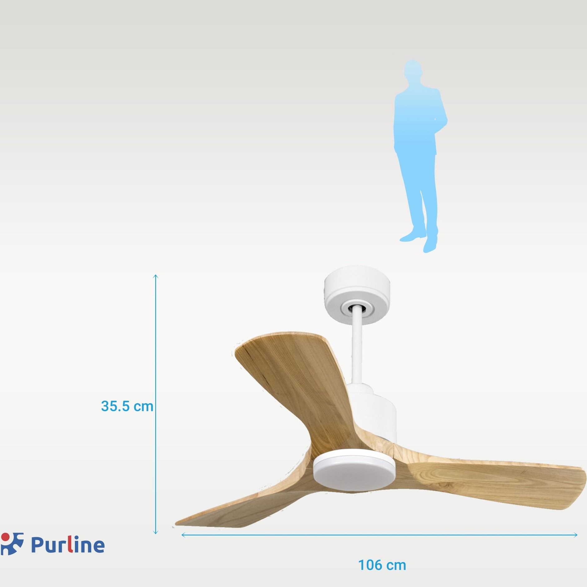 Ventilateur de plafond Réversible  Thermostat Dimmable Wifi Moteur à courant continu Toits en pente Télécommande Lumière à trois tons Hypersilence Mémoire