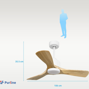 Ventilateur de plafond Réversible  Thermostat Dimmable Wifi Moteur à courant continu Toits en pente Télécommande Lumière à trois tons Hypersilence Mémoire