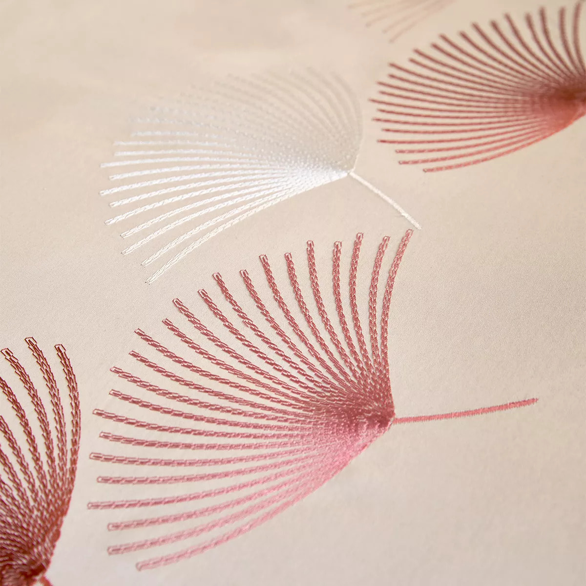 Housse de couette satin de coton brodé beige orange Pistil automne