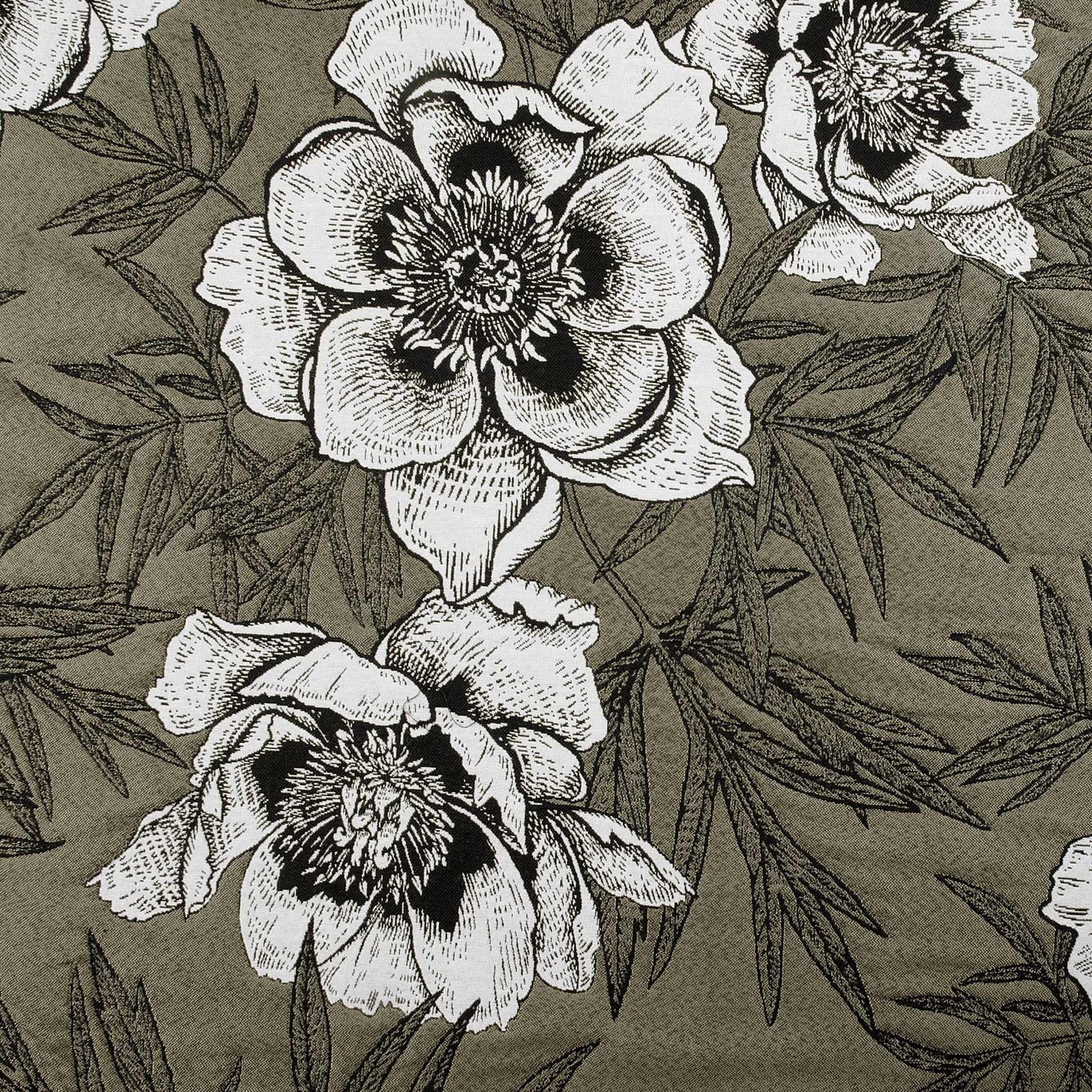 Tissu d'ameublement aux impressions florales - Vert Olive