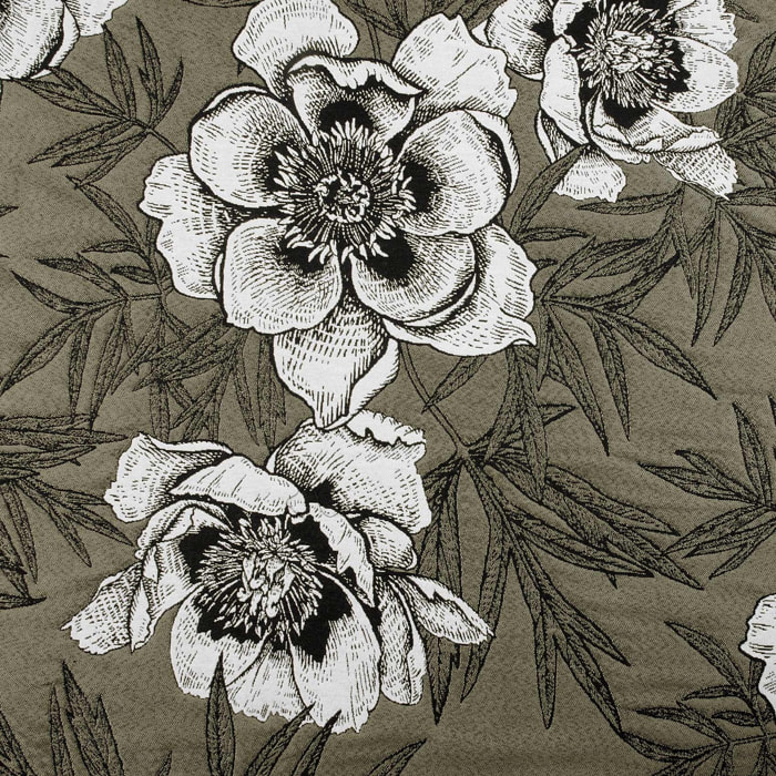Tissu d'ameublement aux impressions florales - Vert Olive