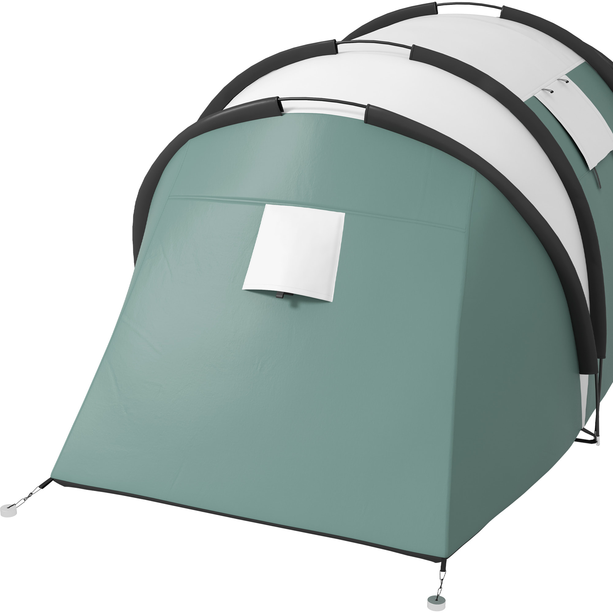 Tente de camping familiale 4-5 pers. 2 chambres 3 fenêtres sac vert