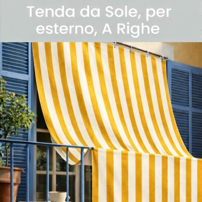 Intrecci Tenda da Sole Impermeabile per Verande e Balconi con Occhielli Righe Giallo