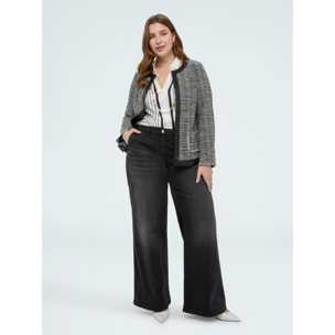 Fiorella Rubino - Jeans Wide Leg lavaggio black con charm - Nero