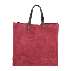 Borsa a mano da donna Made in Italy - Modello Novara Lux - Pelle Scamosciata - 34.5 x 32.0 x 17.0 cm