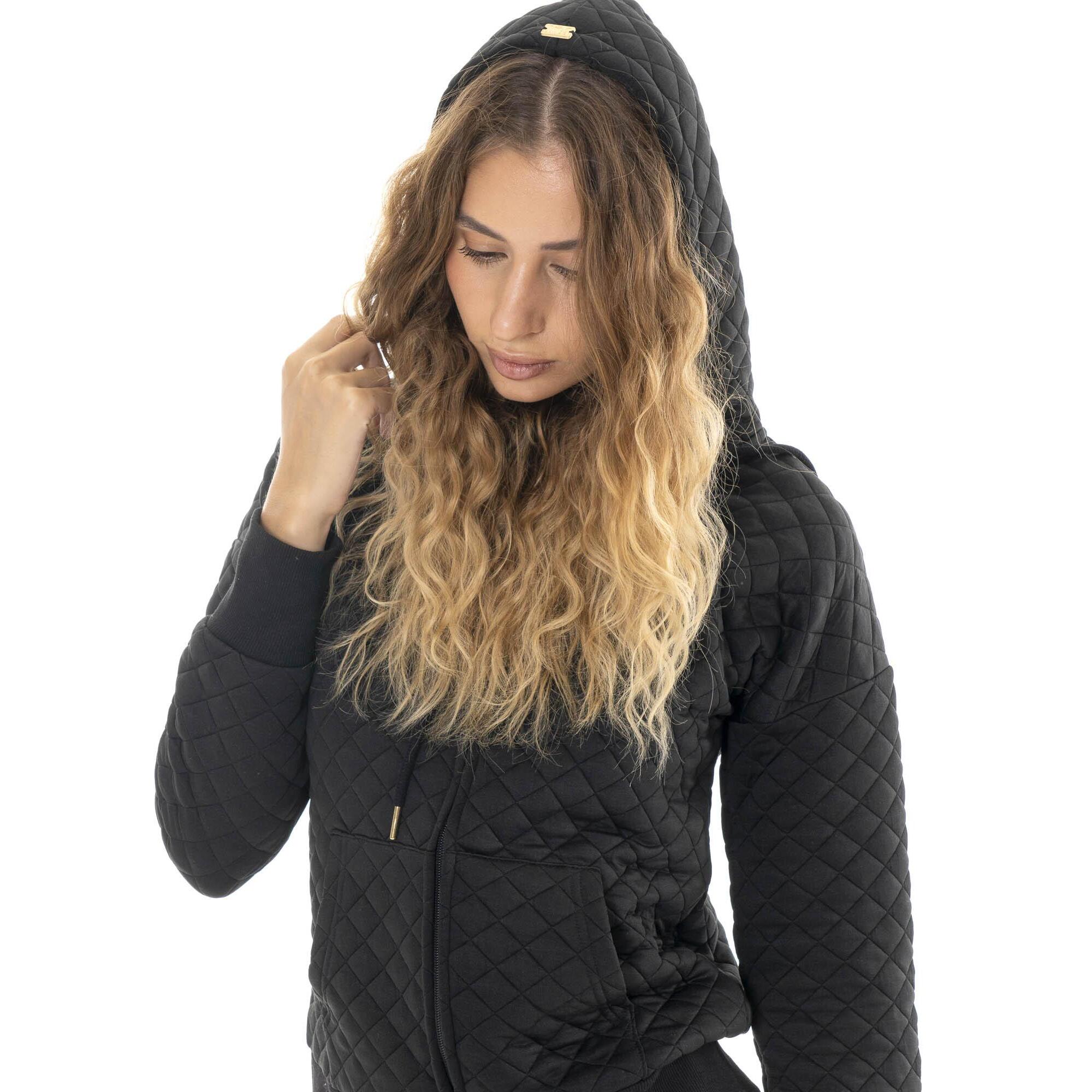 Sudadera con capucha mujer Leone 1947 Apparel cremallera tachuelas doradas