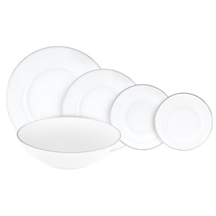 Servizio piatti Platinum Chic da 38 pezzi con insalatiera e piatto da portata