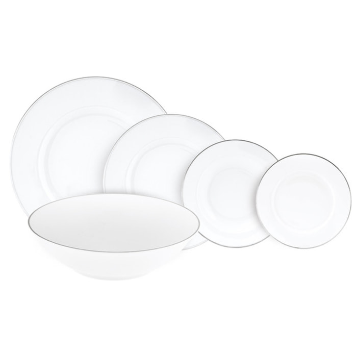 Servizio piatti Platinum Chic da 38 pezzi con insalatiera e piatto da portata