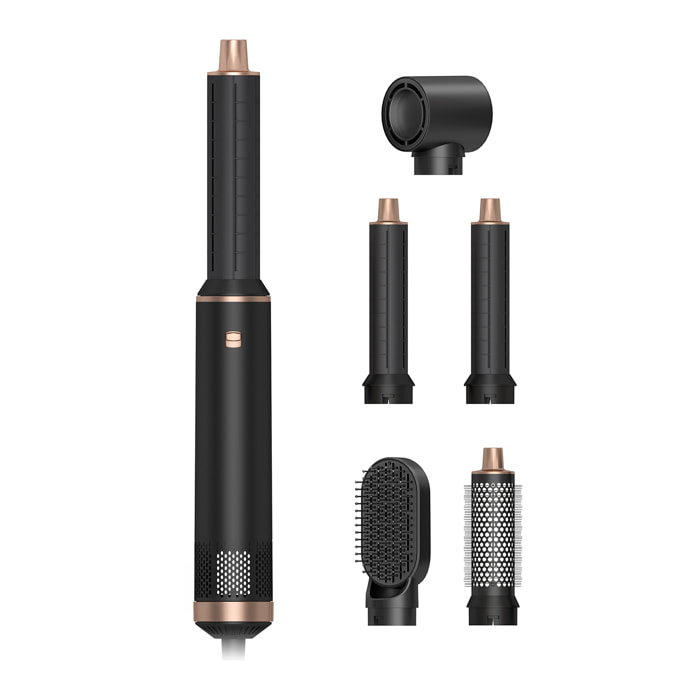 Secador de pelo 638. 5 en 1 con iones negativos. Permite alisar, secar, rizar y mucho más. Con 3 temperaturas y 5 accesorios.