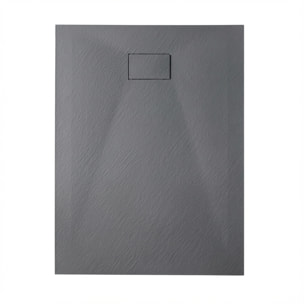 Essential 120x90 cm receveur de douche rectangulaire à poser SMC avec surface effet pierre, gris (CERAES12090DG)