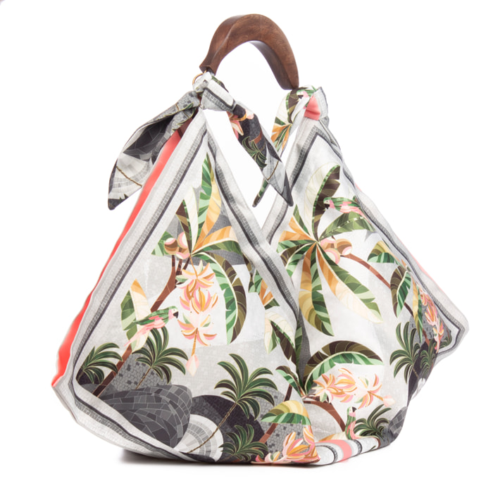 Berchidda Bolso de hombro Mujer. Fabricado en tejido suave, tintes naturales con asa de madera.