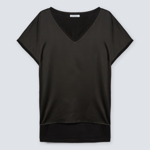 Fiorella Rubino - T-shirt in due tessuti - Nero