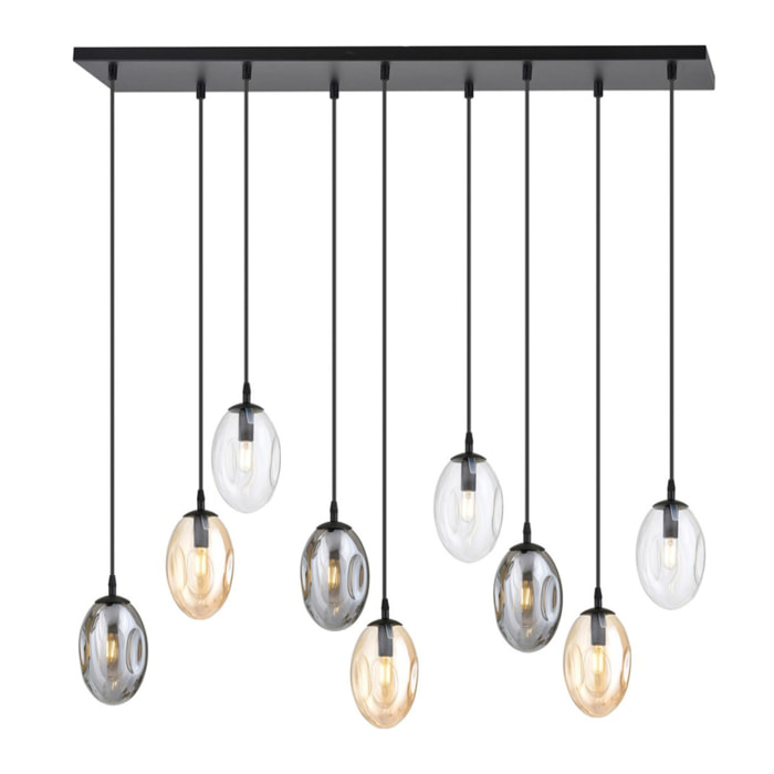 Lampada a sospensione ASTRAL con paralumi in vetro multicolore