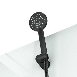 Cabine de douche rectangulaire 110x80x197 cm - Porte coulissante - Fonds Blancs & Profilés Noir Mat