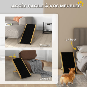 Rampe pour chien et chat - escalier pour chien pliable réglable en hauteur 24-47,5 cm - bois polyester noir