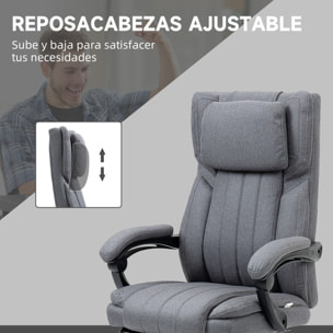 Silla de Oficina Giratoria con 6 Puntos de Masaje Vibratorio Silla de Escritorio Reclinable con Altura Ajustable Control Remoto Respaldo Alto y Reposacabezas 65x61x105-113 cm Gris