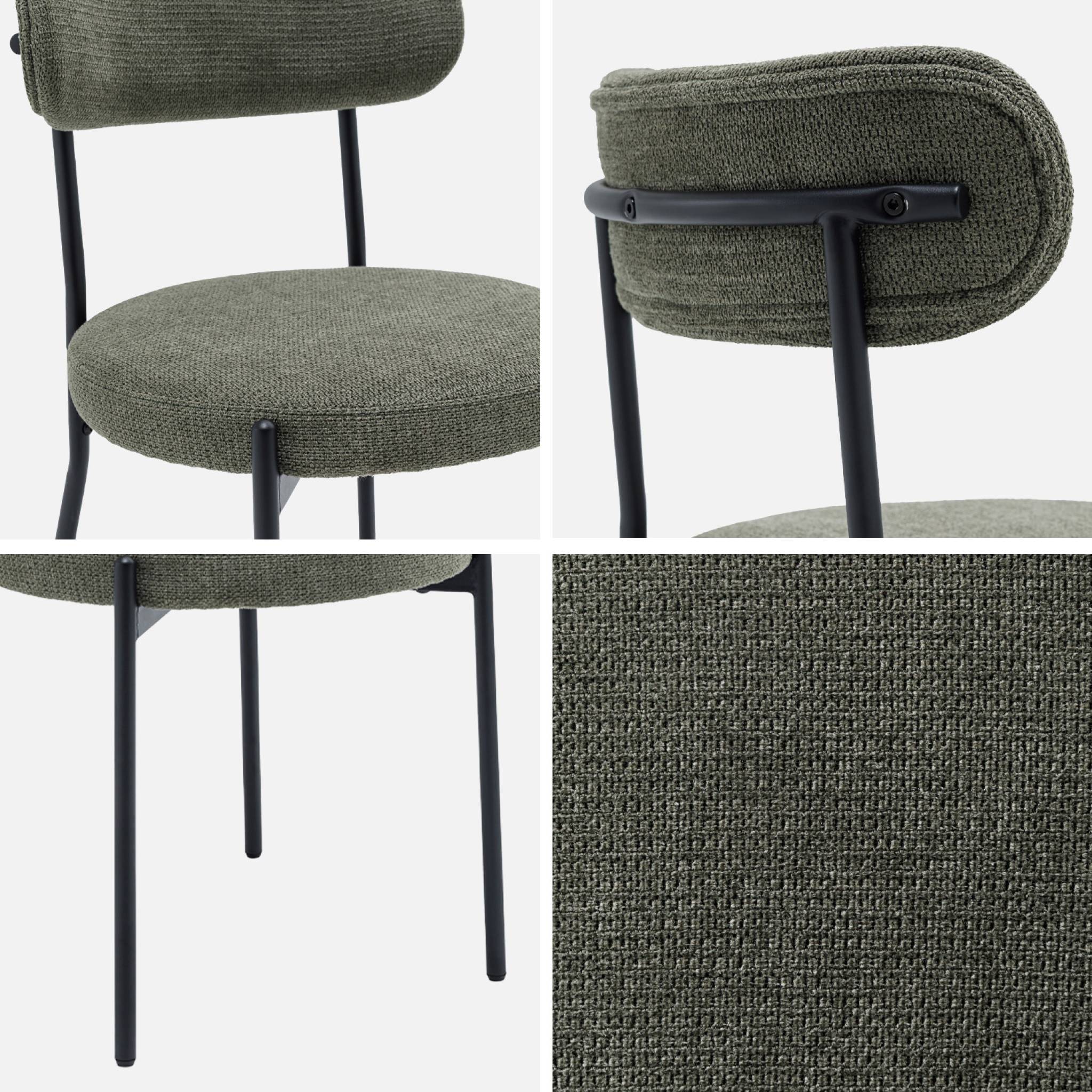 Lot de deux chaises métal et tissu chenille vert L 47 x P 49 x H 76.5cm - Livia