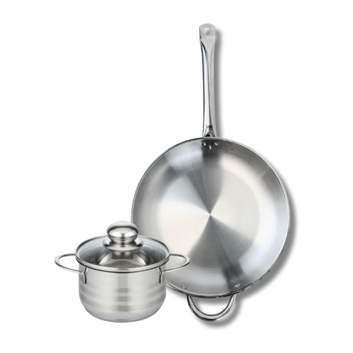 Ensemble de 1 Poêle de cuisson 32 cm et 1 faitout 16 cm Elo Profi Brillant