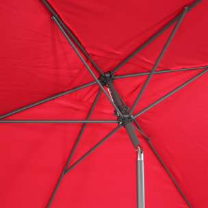 Parasol droit rectangulaire 2x3m - Touquet Rouge - mât central en aluminium orientable et manivelle d'ouverture