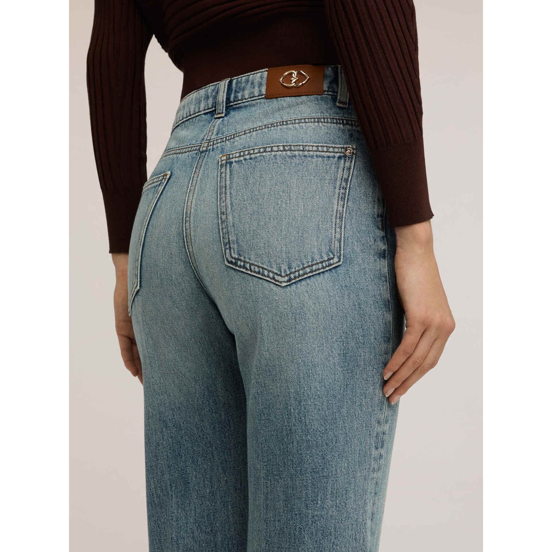 Motivi - Jeans palazzo con piega stirata - Azzurro