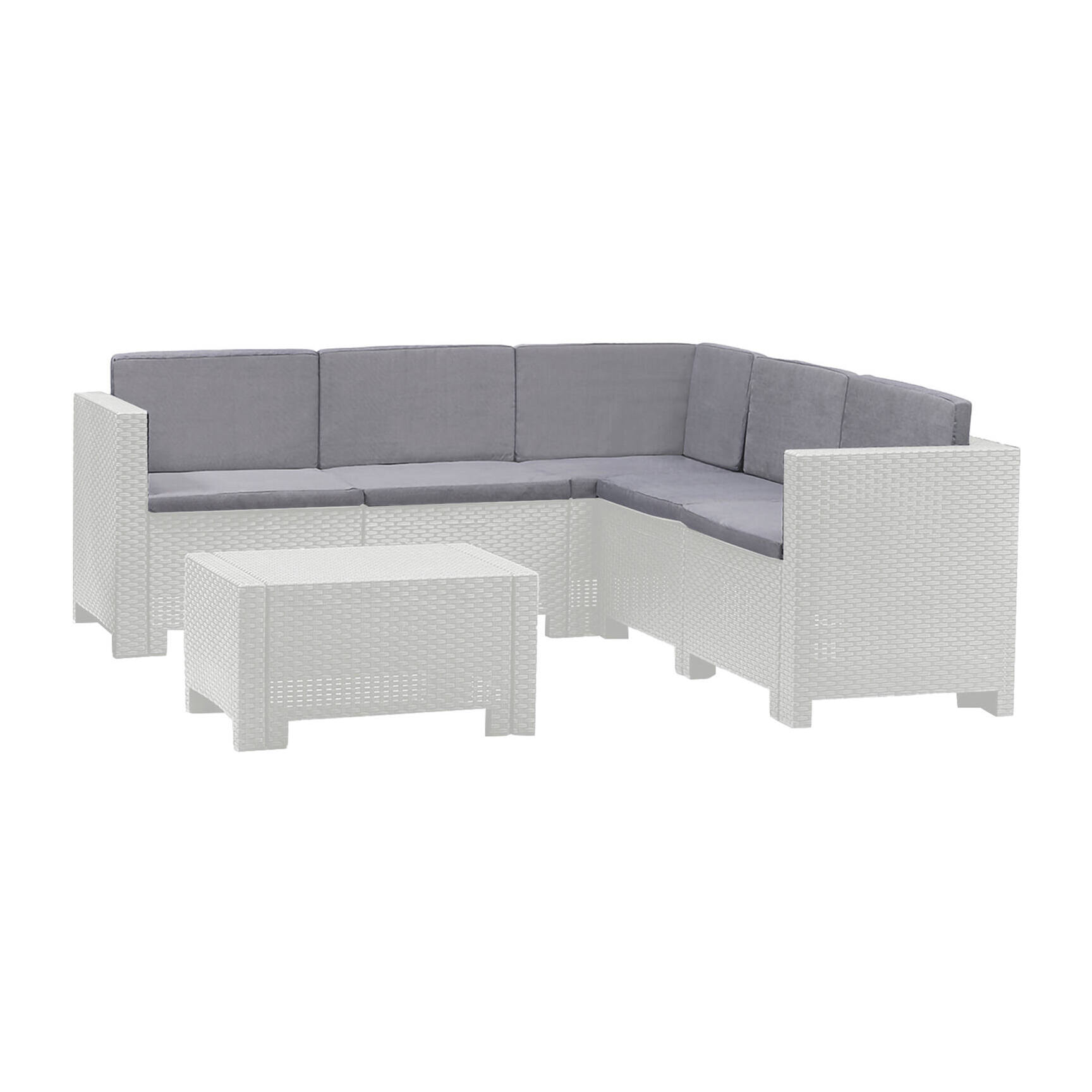 Set salotto da esterno Camerota, Salottino outdoor, Set da balcone o giardino, Composizione soggiorno per esterni, Made in Italy, Bianco
