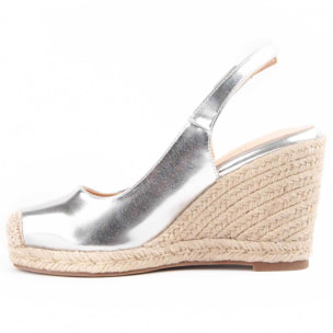 Alpargata De Cuña - Plateado - Altura: 8 Cm