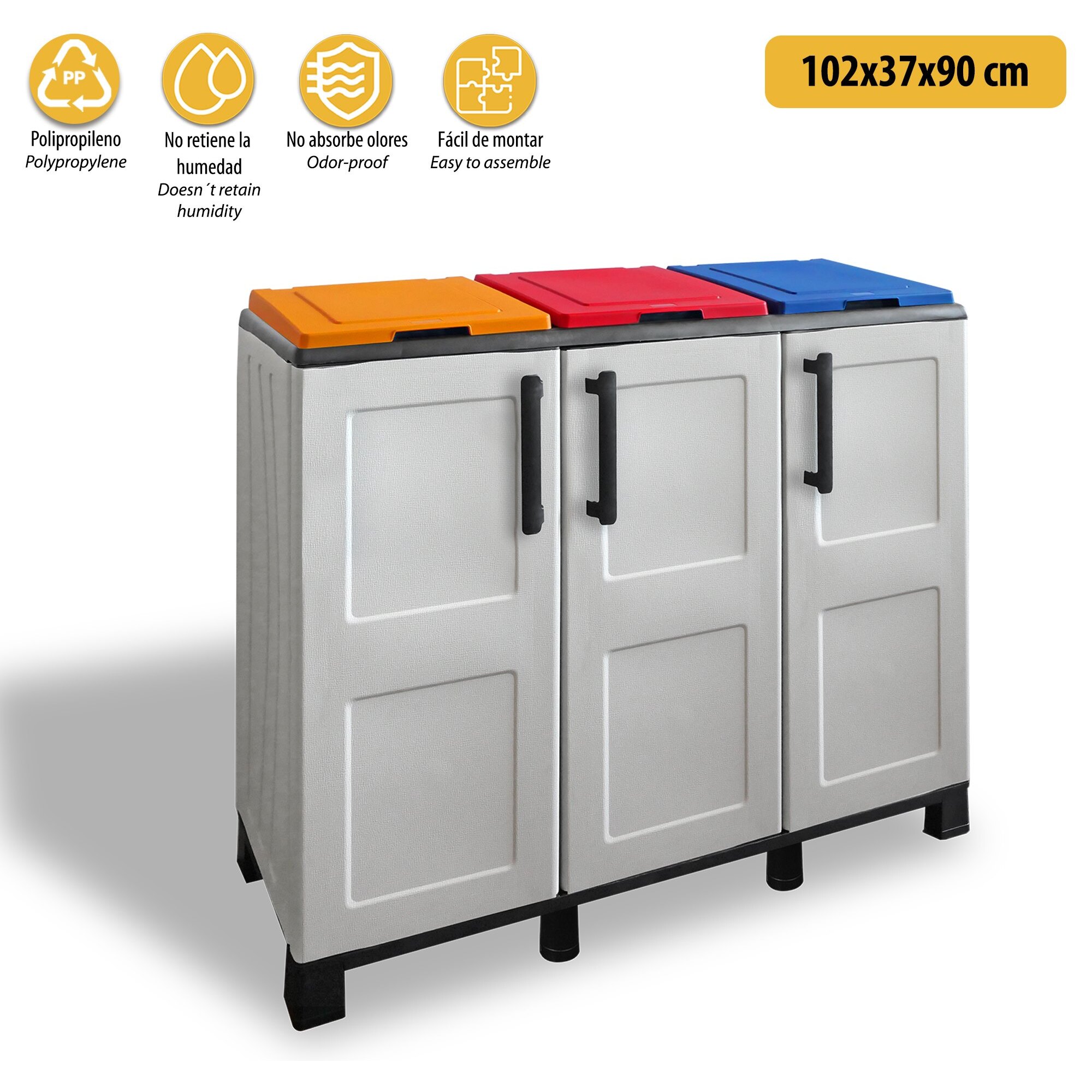 Armario de media altura en polipropileno de la linea eco, práctico para aprovechar al maximo el espacio, l 1020 x p370 x h 900 mm.