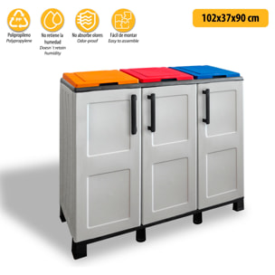 Armario de media altura en polipropileno de la linea eco, práctico para aprovechar al maximo el espacio, l 1020 x p370 x h 900 mm.