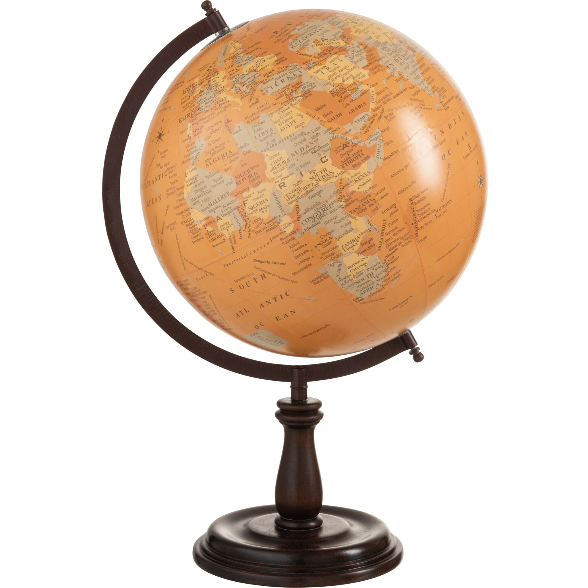 J-Line mappemonde Sur Pied - bois - ocre - large