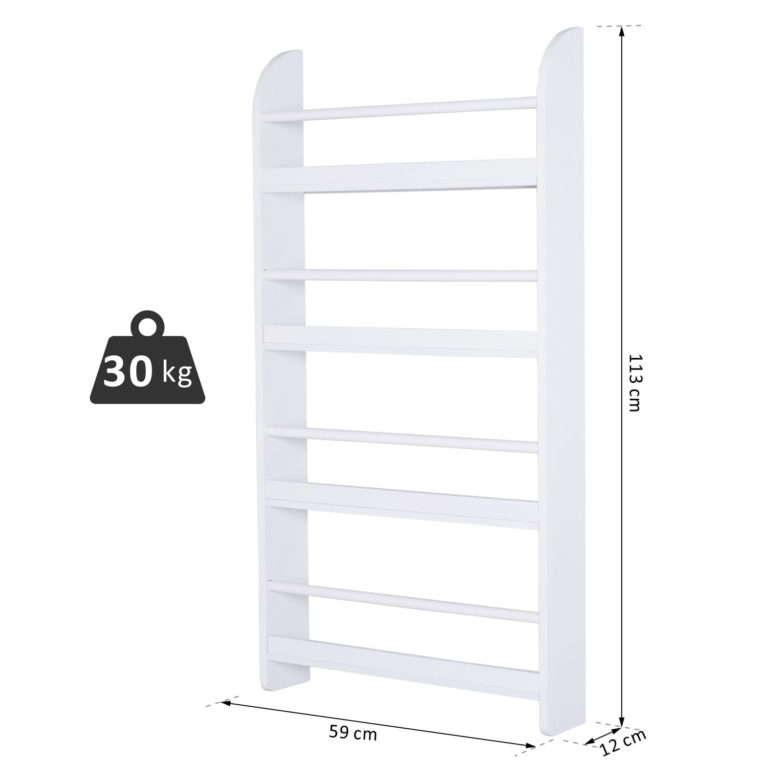 Librerías de Pared con 4 Estantes de Madera 59x12x113cm Blanco