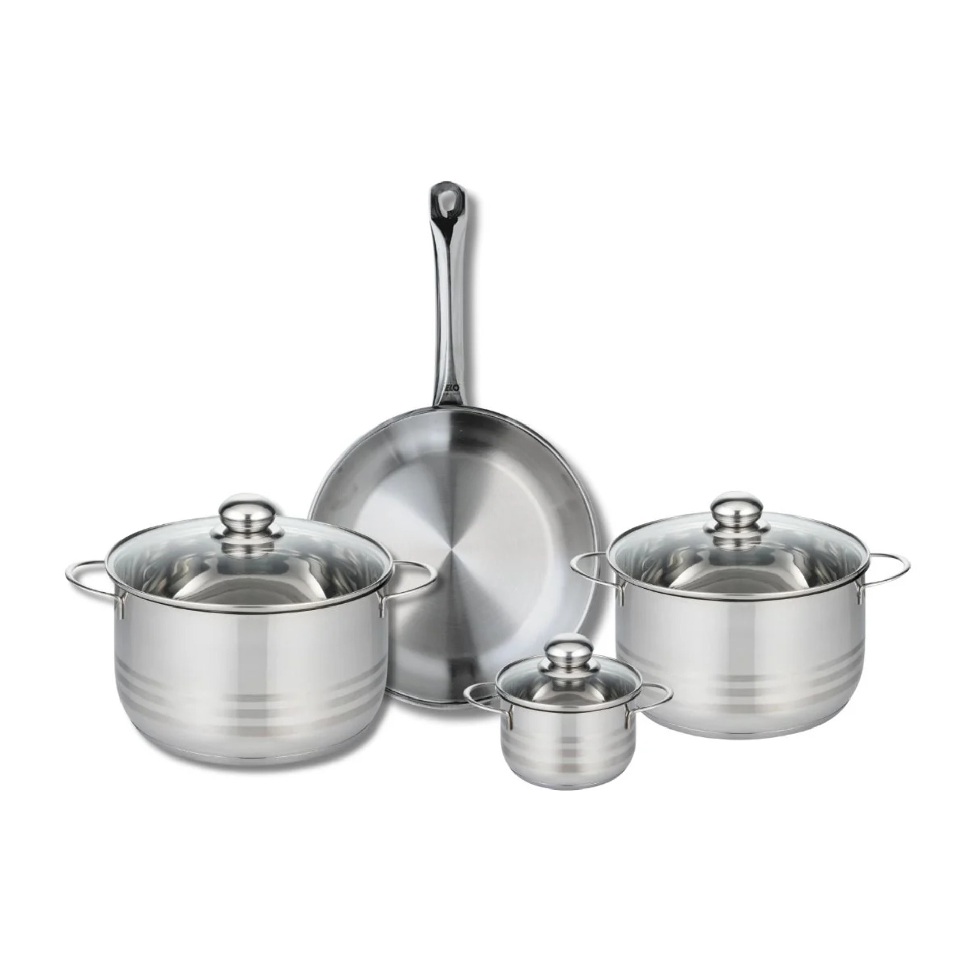 Ensemble de 1 Poêle de cuisson 28 cm et 3 faitouts 12, 20 et 24 cm Elo Profi Brillant