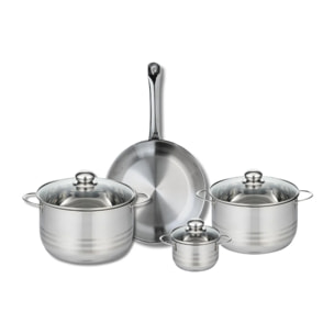 Ensemble de 1 Poêle de cuisson 28 cm et 3 faitouts 12, 20 et 24 cm Elo Profi Brillant