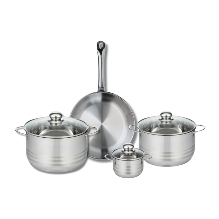 Ensemble de 1 Poêle de cuisson 28 cm et 3 faitouts 12, 20 et 24 cm Elo Profi Brillant