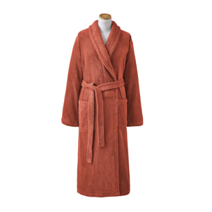 Peignoir de bain à capuche uni en coton, AQUA, Orange