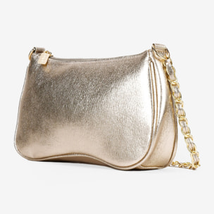 Bolso de hombro dorado con cadena