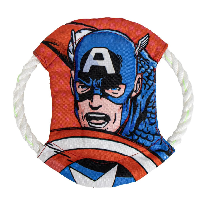 Frisbee para perros con cuerda diseño marvel capitan américa