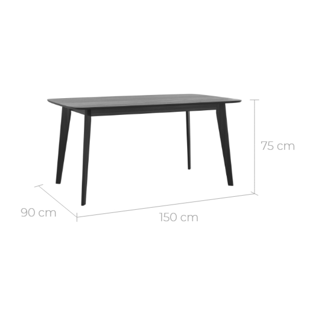 Table rectangulaire 6 personnes en bois noir 150 cm - Oman