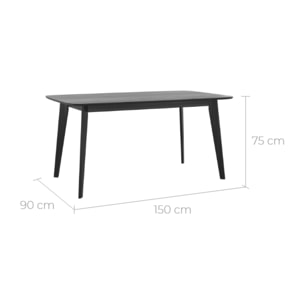 Table rectangulaire 6 personnes en bois noir 150 cm - Oman