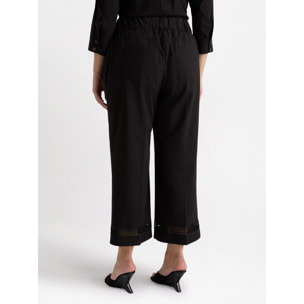 Fiorella Rubino - Pantaloni cropped con ricami al fondo - Nero