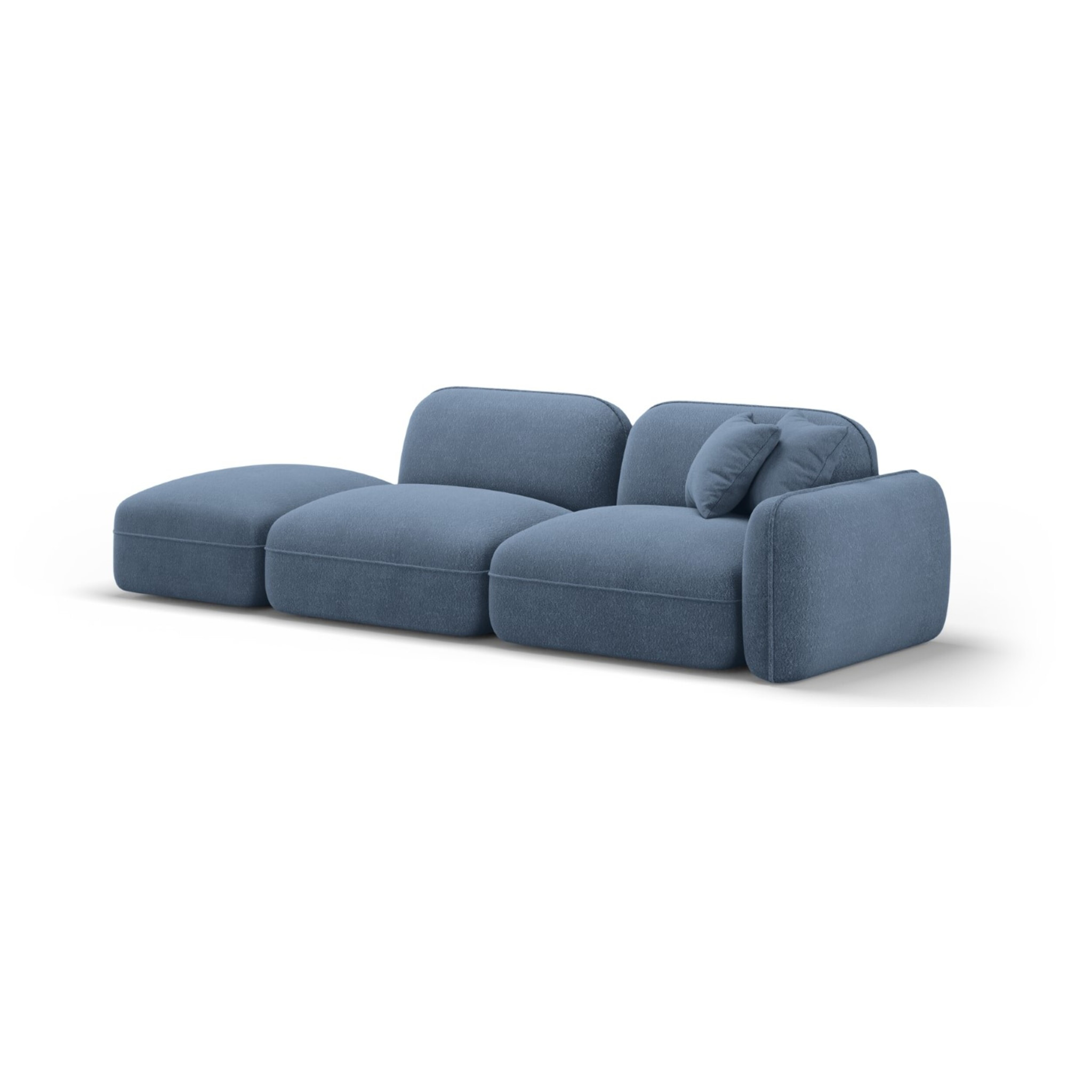 Canapé modulable gauche "Lucien" 3 places en velours blue jeans