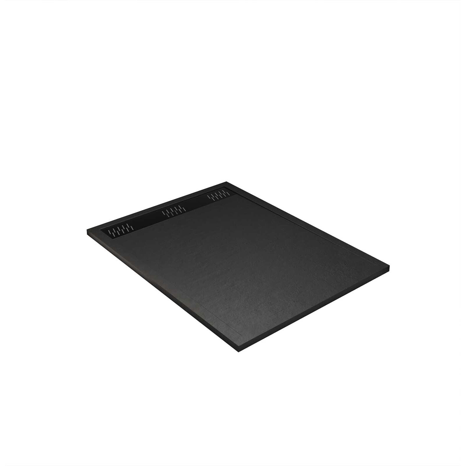 Receveur de douche en résine noir 80x120x3 cm effet pierre granit + grille linéaire noire